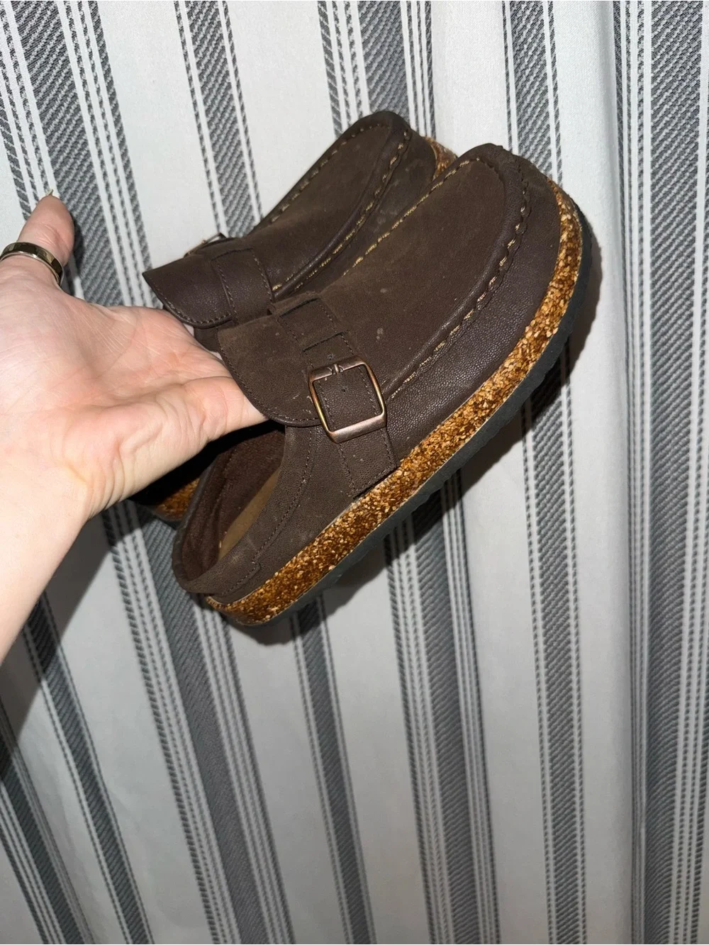 Kids Brown Cork-Soled Moccasin Slip-Ons